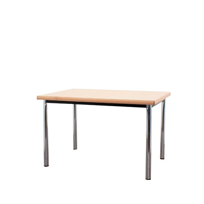 Mesa auxiliar patas cilíndricas cromadas de 120cm