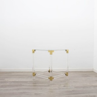 Mesa de rincón metacrilato con apliques dorados de 50cm 2