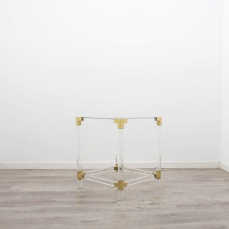 Mesa de rincón metacrilato con apliques dorados de 50cm