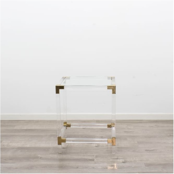 Mesa de rincón metacrilato con apliques dorados de 50cm