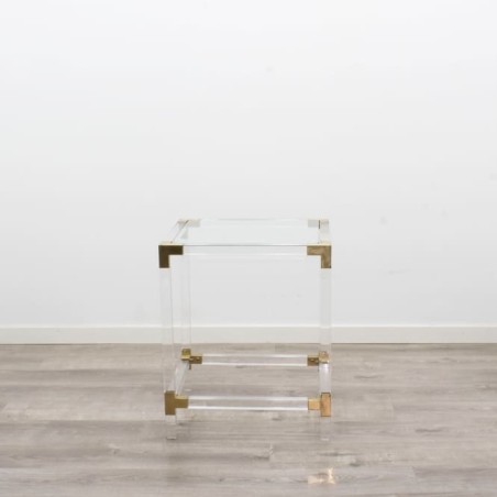 Mesa de rincón metacrilato con apliques dorados de 50cm