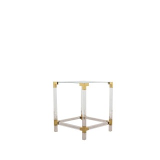 Mesa de rincón metacrilato con apliques dorados de 50cm