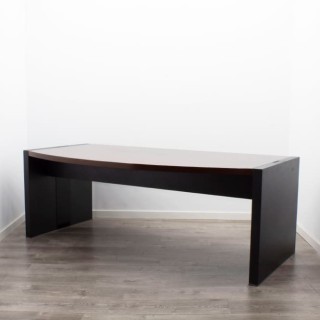 Mesa dirección en curva gris antracita y caoba de 200cm 2