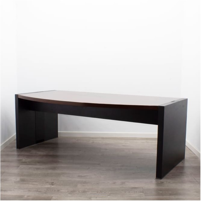 Mesa dirección en curva gris antracita y caoba de 200cm