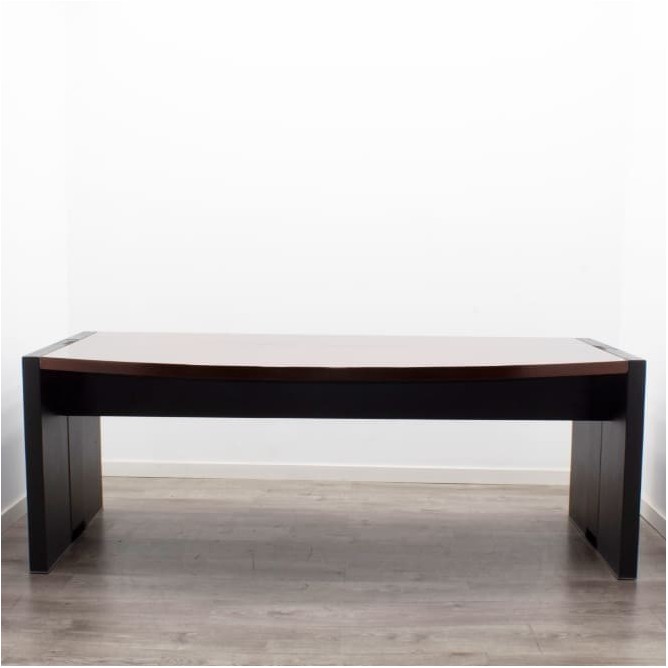 Mesa dirección en curva gris antracita y caoba de 200cm
