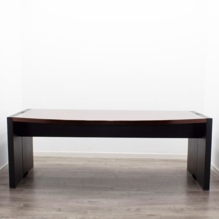 Mesa dirección en curva gris antracita y caoba de 200cm
