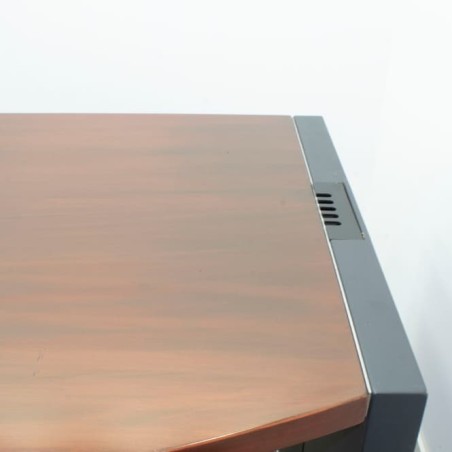 Mesa dirección en curva gris antracita y caoba de 200cm