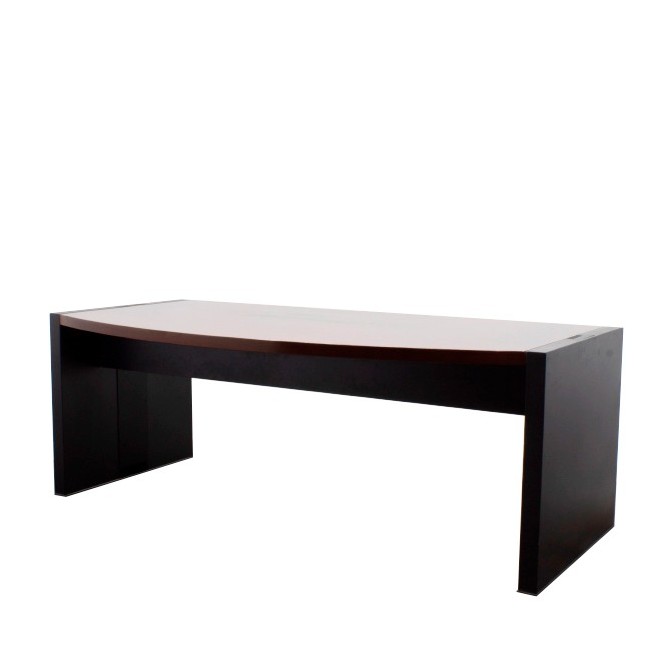 Mesa dirección en curva gris antracita y caoba de 200cm