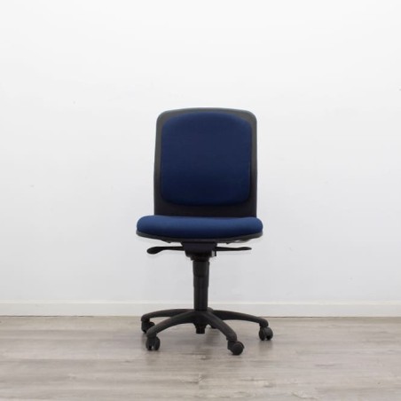 Silla operativa sin brazos tapizado azul oscuro