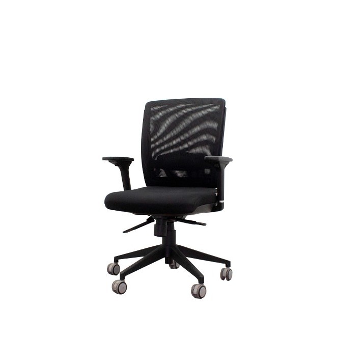 Silla operativa respaldo malla en negro con brazos regulables