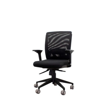 Silla operativa respaldo malla en negro con brazos regulables