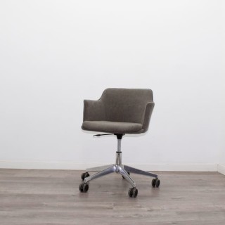 Silla giratoria gris jaspeado y base cromada 2