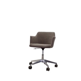 Silla giratoria gris jaspeado y base cromada