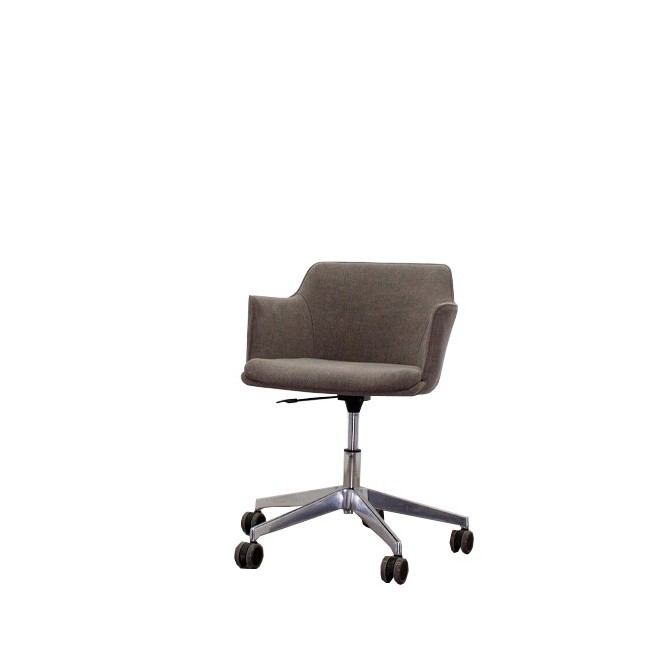 Silla giratoria gris jaspeado y base cromada