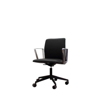 Silla giratoria brazos fijos cromados en napel negro