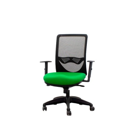 Silla operativa tapizada verde con tensor lumbar