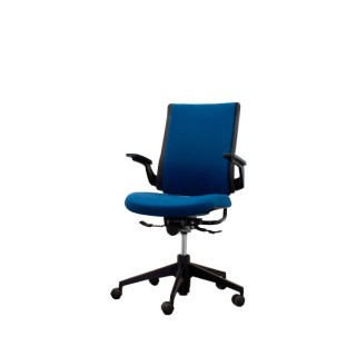 Silla operativa azul con sistema syncron y brazos fijos