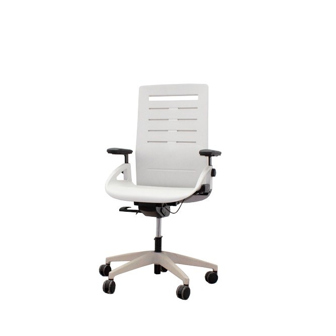 Silla operativa en polipropileno gris y brazos en negro