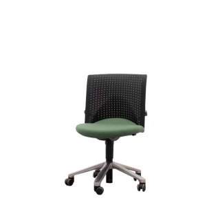 Silla operativa verde y respaldo polipropileno negro sin brazos