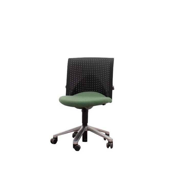 Silla operativa verde y respaldo polipropileno negro sin brazos