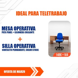 Conjunto de mesa operativa 120cm + silla operativa