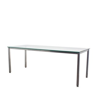 Mesa operativa de cristal con patas metálicas de 200cm - Mercaoficina