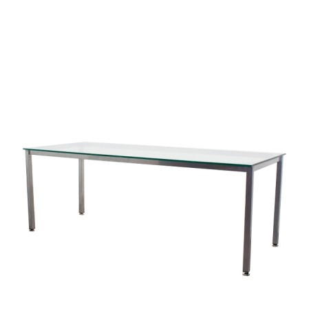 Mesa operativa de cristal con patas metálicas de 200cm - Mercaoficina