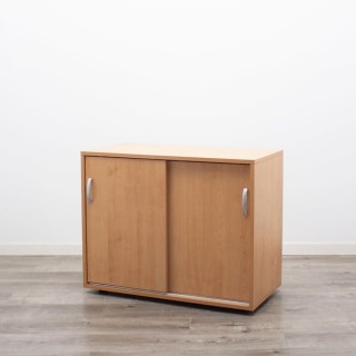 Armario bajo puertas correderas en peral de 90cm 2