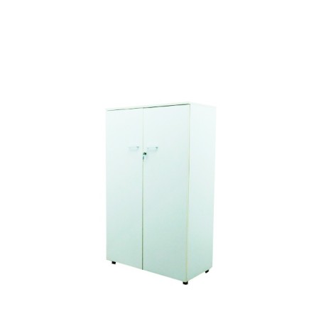 Armario medio blanco con tiradores y llave de 90cm