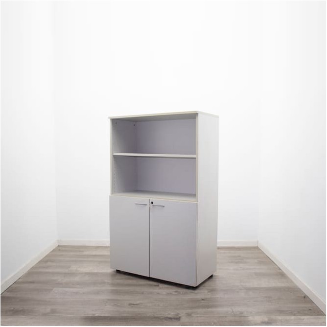 Armario medio puertas bajas melamina gris de 90,5cm
