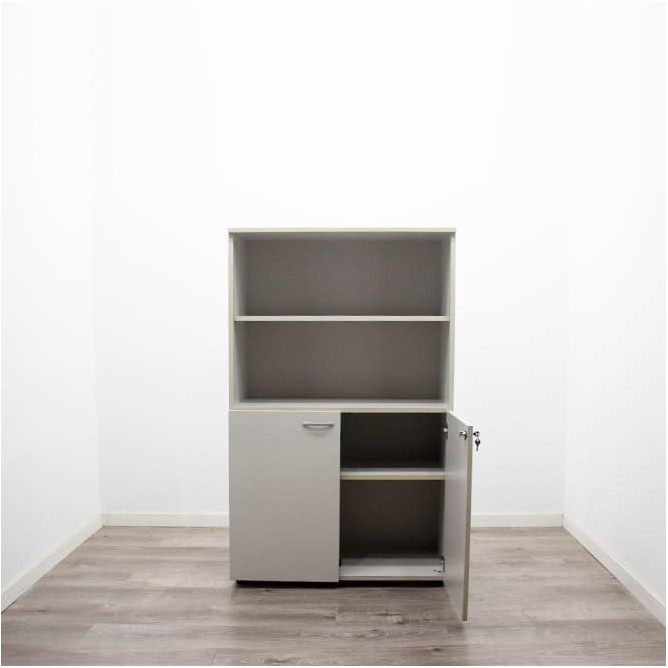 Armario medio puertas bajas melamina gris de 90,5cm