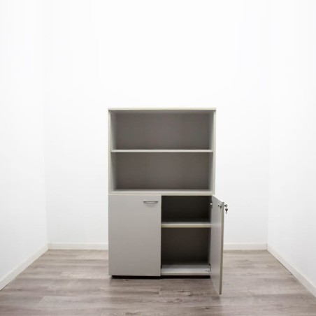 Armario medio puertas bajas melamina gris de 90,5cm