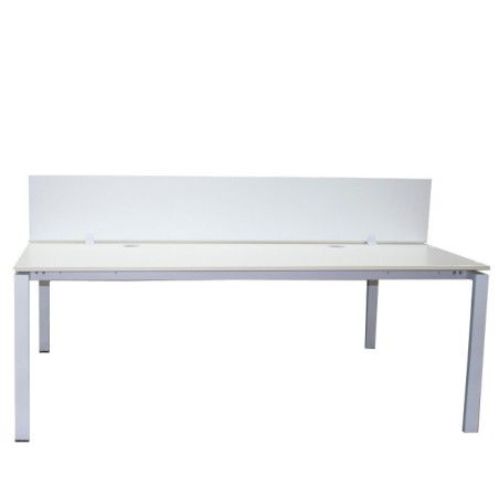 Mesa multipuestos de 2 puestos en blanca con separador de 200cm