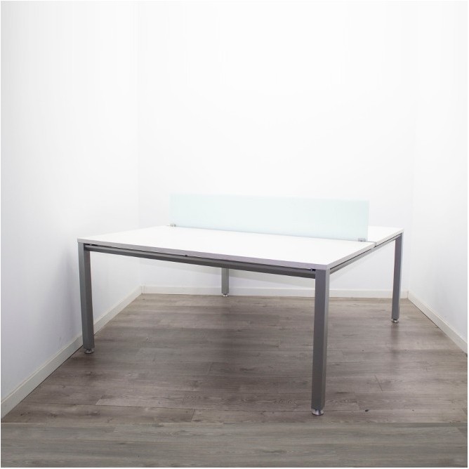Mesa multipuestos 2 puestos separador metacrilato de 160cm