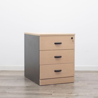 Cajonera 3 cajones en melamina antracita y haya 2