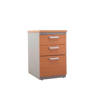 Cajonera pedestal metálica 2 cajones y archivo en gris y peral