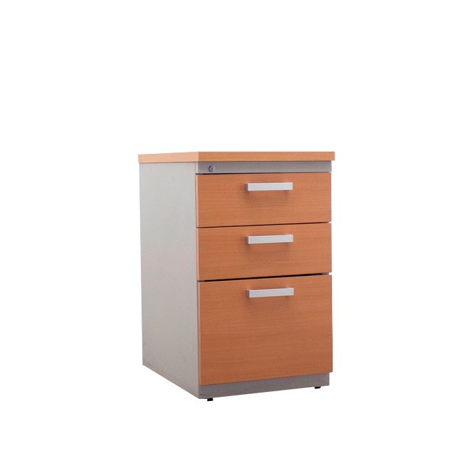 Cajonera pedestal metálica 2 cajones y archivo en gris y peral