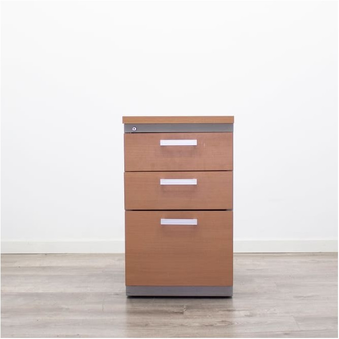 Cajonera pedestal metálica 2 cajones y archivo en gris y peral