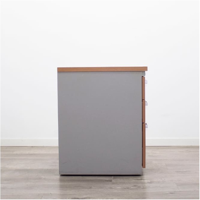 Cajonera pedestal metálica 2 cajones y archivo en gris y peral