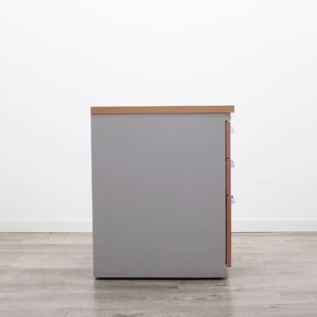 Cajonera pedestal metálica 2 cajones y archivo en gris y peral