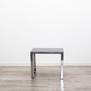 Mesa de espera cromada con cristal templado de 55cm 2