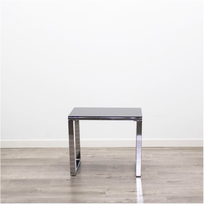Mesa de espera cromada con cristal templado de 55cm