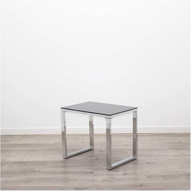 Mesa de espera cromada con cristal templado de 55cm