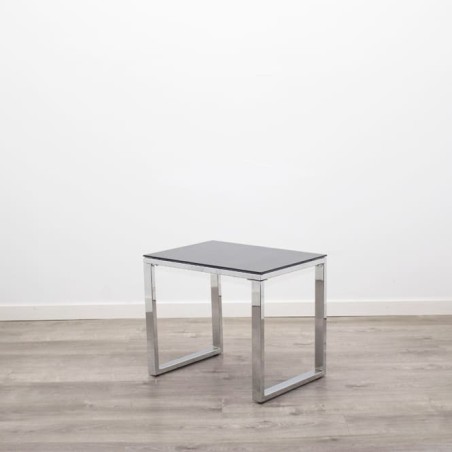 Mesa de espera cromada con cristal templado de 55cm
