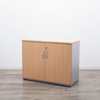 Armario bajo melamina gris y olmo de 92cm 2