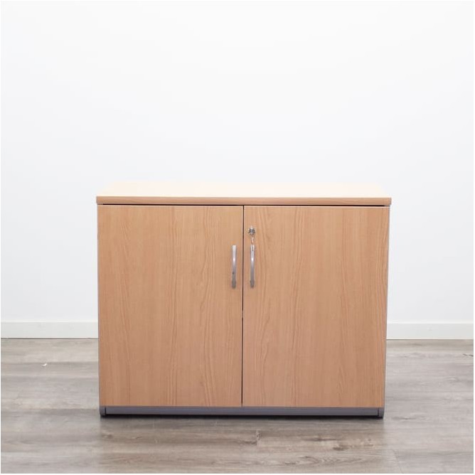 Armario bajo melamina gris y olmo de 92cm