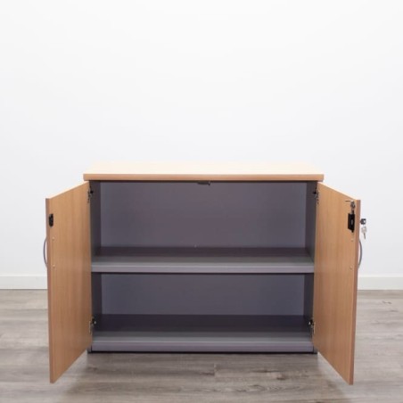 Armario bajo melamina gris y olmo de 92cm