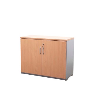 Armario bajo melamina gris y olmo de 92cm