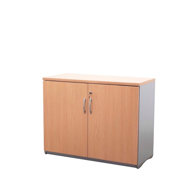 Armario bajo melamina gris y olmo de 92cm
