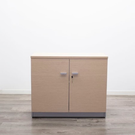 Armario bajo todo puerta gris y roble de 93cm